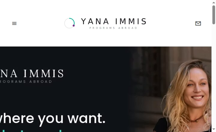 Small screenshot of the homepage displayed at a nonexistent Yana Immis URL